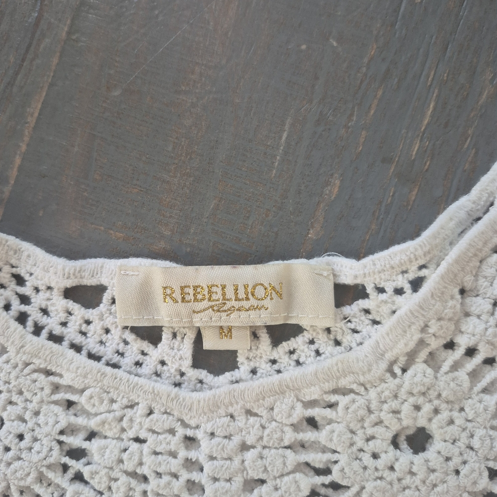 Rebellion White Crochet Women's Blouse - Picture 4 of 4